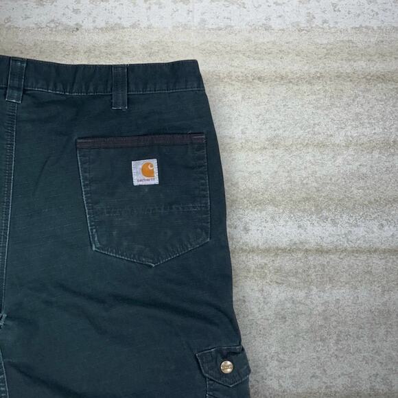 Vintage 90s Carhartt Carpenter Pants 38x32 Baggy Wide Leg Fit Black Double Knees - Picture 3 of 12